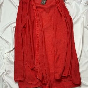 J. Jill Red Open-Front Light Weight Knit Cardigan